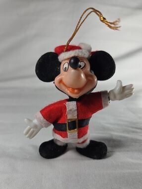 VTG  1970s Flocked Walt Disney Hong Kong Mickey Mouse Blow Mold Tree Ornament